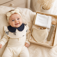 Ensemble de bandeaux imprimés super doux et absorbants pour nouveau-nés sans BPA, bavoirs en coton et lin pour bébés