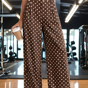 Women's High Wide Leg Velvet Thick <b>Trousers</b> Solid Color Pockets 100% Polyester Breathable Autumn/Winter Fashion Dropshipping - Product Image 2