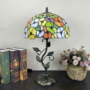 LongHuiJing 12Inch European Stained Glass Flower Lampshade Handcrafted Multicoloured AC Powered LED Adjustable Eco-Friendly - Product Image 4