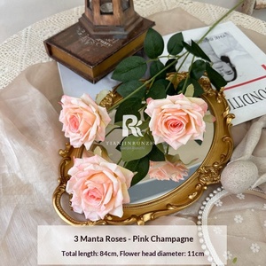 Arreglo Floral Artificial de 3 Cabezas de Rosa Manta <span class=keywords><strong>para</strong></span> Boda, de Alta Gama, con Relieve, <span class=keywords><strong>para</strong></span> Decoración de Caminos - Product Image 5