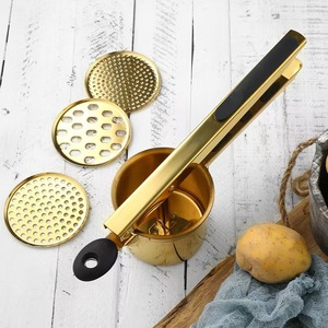 Hot Selling Kitchen Accessories Metal Manual Fruit Juice <strong>Press</strong> Gold Color Stainless Steel <strong>Potato</strong> Ricer for Mashed <strong>Potatoes</strong> - Product Image 1