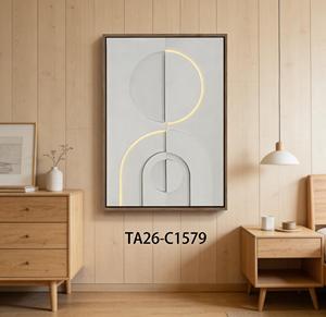 Quadro su Tela Minimalista Geometrico con LED, Arte Moderna per Soggiorno, Grande Dipinto da Appendere - Product Image 1