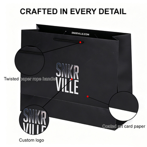 Paper Packaging Shopping <strong>Gift</strong> <strong>Bags</strong> with Handle for <strong>Small</strong> Businesses Customized Black Matte Thick Paper <strong>Bag</strong> with logo Print - Product Image 2