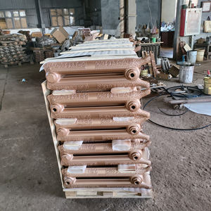 Vieux <span class=keywords><strong>radiateur</strong></span> en <span class=keywords><strong>fonte</strong></span> pour système CVC <span class=keywords><strong>Chauffage</strong></span> <span class=keywords><strong>central</strong></span> rétro avec finition or rose Design graphique anti-corrosion inclus - Product Image 3