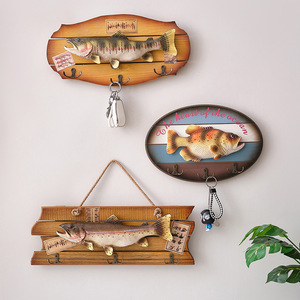 Wooden Hanging Fish <b>Wall</b> Decor Coat <b>Hooks</b> Pine Material Rectangle Shape <b>Wall</b> Mounted For Behind Doors Or On <b>Walls</b> - Product Image 3