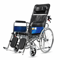 Fauteuil roulant inclinable en acier inoxydable à dossier haut, siège ergonomique en U, pneus en PU de 24 pouces, repose-pieds relevables, freins à main, QHC 608NGCJ1, garantie 3 ans