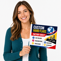 Drapeau à agiter personnalisé de forme carrée en satin premium 12x18 pouces pour campagne politique