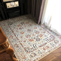 Tapis de luxe en fausse fourrure de cachemire doux avec motif floral médaillon vintage, antidérapant, lavable en machine, pour salon et chambre à coucher