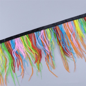10-13 cm autruche <span class=keywords><strong>plume</strong></span> frange <span class=keywords><strong>pas</strong></span> <span class=keywords><strong>cher</strong></span> vente à la main Pluma De Avestruz garniture vêtements tissu dentelle pour fête danse robe décoration - Product Image 6