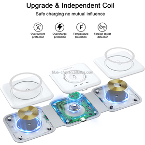 Tùy Chỉnh Có Thể Gập Lại Du Lịch Xách Tay Nam Châm 15W Sạc Nhanh 9 6 4 3 Trong 1 Một Sạc Không Dây Cho Điện Thoại Di Động - Product Image 4
