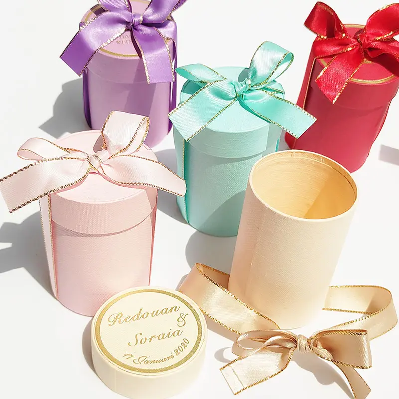 Индивидуальная цилиндрическая Подарочная коробка, Подарочная коробка для шоколадных конфет, картонные коробки для детского душа, свадебные украшения