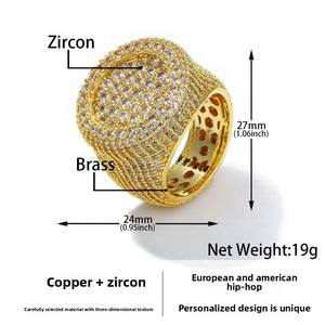 Hip Hop Signet Zircon Iced Out Anneaux <span class=keywords><strong>pour</strong></span> Hommes 18k Plaqué Or Chunky Fine Mode Bijoux Anneaux <span class=keywords><strong>pour</strong></span> Femmes Grands Anneaux En Gros - Product Image 6