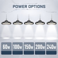Projecteur LED UFO à haut rendement lumineux 60W 100W 150W 200W 240W, luminaire suspendu pour entrepôt industriel et atelier