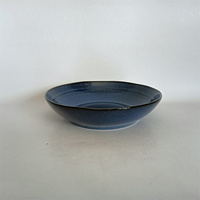 Services de table en grès et porcelaine bleus style Japandi, vaisselle de luxe pour restaurant, assiettes en céramique à glaçure réactive rouge fruitée