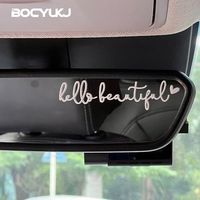 1 autocollant décoratif en PVC 10*3cm « Hello Beautiful » pour rétroviseur de voiture, accessoire extérieur intérieur pour la sécurité