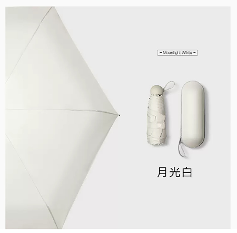 Parapluie capsule blanc clair de lune à 6 os, avec boîte