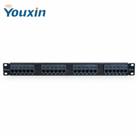 Panel Patch Cat5e 24 Port Custom Label 1U dengan Housing UL94V0 dan Bar Manajemen Kabel untuk Proyek Infrastruktur IT