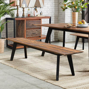 Elegant rustic wooden <b>bench</b> featuring durable solid iron <b>legs</b>, perfect for enhancing your patio with sturdy, timeless charm - Product Image 3