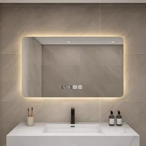 กระจกเงาติดผนังไฟ LED โต๊ะเครื่องแป้งในห้องน้ำติดผนัง