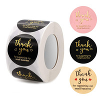 Autocollant personnalisé en rouleau rose, merci, merci de soutenir mon autocollant de petite entreprise