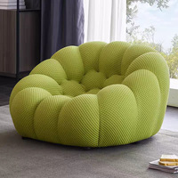 Fauteuil d'appoint convertible rond capitonné en tissu, rembourré en éponge, style canapé bulle pour salon et chambre