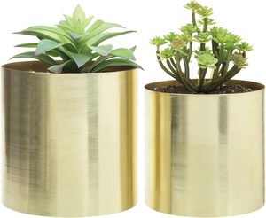 Ensemble rond de jardinières et de vases en fer plaqué or pour décoration de jardin de différentes tailles et modèles - Product Image 5