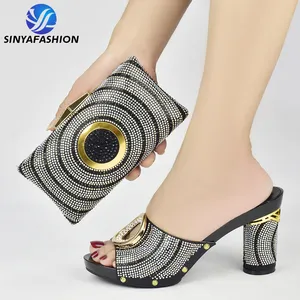 Ladies Shoes And Bags Party Slipper Shoes With Stone To Match Bag With Stones For Women's Pumps Wedding Party Occasion