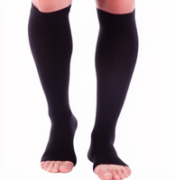 Chaussettes de compression à bout ouvert (1 paire) 30-40 mmHg, respirantes, en nylon et élasthanne, pour la récupération après l'exercice, soulagement de la douleur, varices