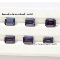 Alexander Large Bague octogonale en pierre synthétique verte à changement de couleur 6X8 Pierre nue avec petits accessoires incrustés Pierres précieuses en vrac