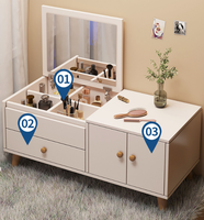 STG Coiffeuse moderne rose minimaliste éclairée avec grand rangement pour chambre, hôtel, appartement