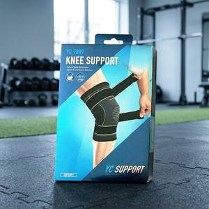 YC SUPPORT YC7889 Genouillère de soutien réglable avec sangles de compression unisexe noir/vert, attelle stabilisatrice - Product Image 3