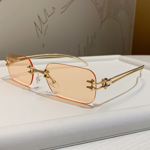 Lunettes de soleil rectangulaires sans monture SPOEN, protection solaire UV400, unisexe, adulte - Product Image 3