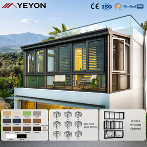 Yeyon OEM Véranda extérieure en verre <span class=keywords><strong>avec</strong></span> toit vitré intégré, cadre à meneaux, à baies, à chasses, à moulures, à niveaux, à traversées et à élément de façade - Product Image 1