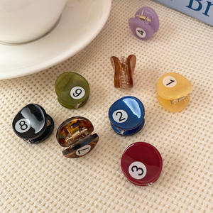 Qianjin Custom Mini Acetaat Haarclips Voor Vrouwen Schattige Effen Kleur Handgemaakte Biljart Stijl Haaraccessoires Groothandel - Product Image 2