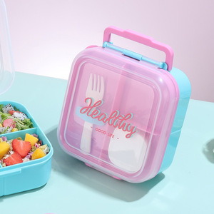 <b>Plastic</b> Compartmentalized Lunch <b>Box</b> With Handle Airtight Microwave Safe For Fruit Light Meals Work Lunches - Product Image 4