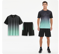 Vêtements de sport vintage d'été, vêtements de gym, imprimé léopard, chemises à manches courtes à séchage rapide, ensemble 100% polyester pour hommes
