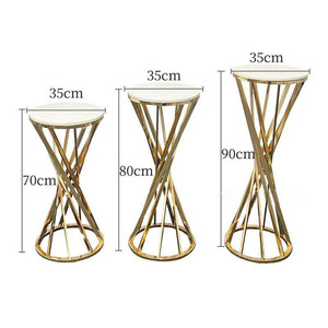 Set Alas Kue Silinder Emas Modern Mewah 3pcs, Dekorasi Pesta Ulang Tahun & Pernikahan - Product Image 3