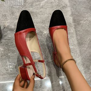 รองเท้าส้นเตารีดแบบสวมหัวปิดสำหรับผู้หญิง รุ่นใหม่ล่าสุด ไซส์ใหญ่ ส้นหนา สไตล์เรโทร ขายส่ง - Product Image 3