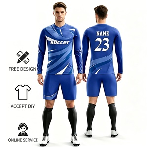 Set Jersey Sepak Bola Sublimasi Custom Lengan Panjang, Bernapas, Seragam Sepak Bola Pria Remaja, Pakaian Olahraga Tim, Grosir, Pakaian Klub - Product Image 1