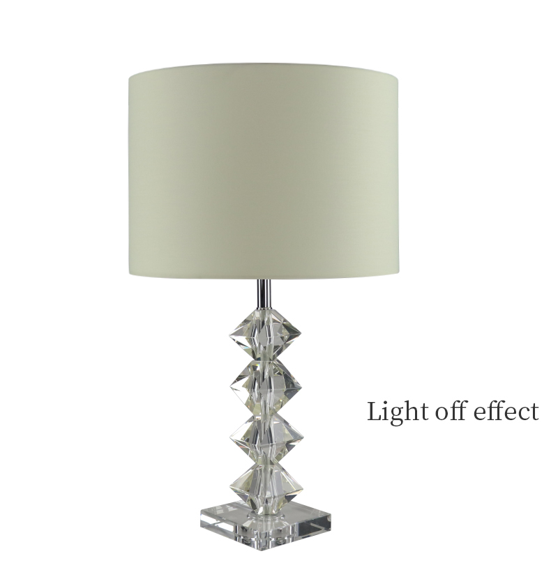 Home Decor Modern Luxury Bed Side Table Lamps Fabric Shade Crystal Pedestal Desk Lamps