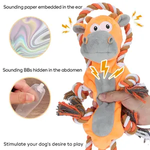 2024 Tug Of War Pull Interactive Pet Toys With Crinkle Paper And Ropes Dog Teeth Grinding Training Squeaky Dog Plush Chew Toy