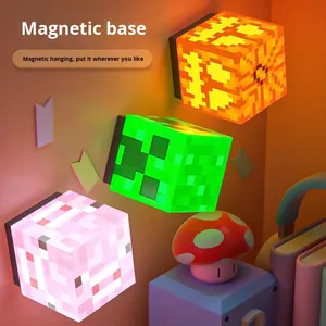Lámpara de Bloque Periférica de <span class=keywords><strong>Minecraft</strong></span>, Juguete Luminoso de Minería MC, Luz Nocturna Magnética Recargable, Cubo de Plástico, Modelo de Atrezzo - Product Image 3