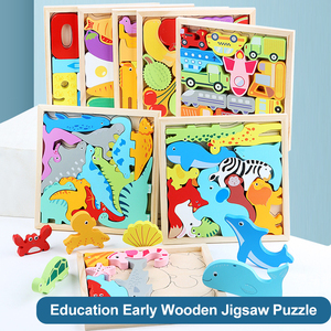 Roman Early Education Toys Animal Cars Numéros de fruits Puzzles <span class=keywords><strong>3D</strong></span> en bois pour enfants - Product Image 2