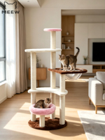 Arbre à chat multi-niveaux avec griffoir, perchoir capsule spatiale, poteau en sisal et base stable pour chats d'intérieur - Vente en gros