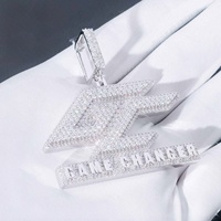 Pendentif lettre Moissanite certifiée testeur de diamant, style Hip Hop, en argent 925, entièrement sertie de diamants, avec chaîne à maillons pour rappeur