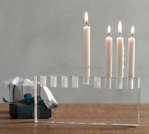 Regalo judío personalizado Hanukkah soporte de vela transparente acrílico Menorah
