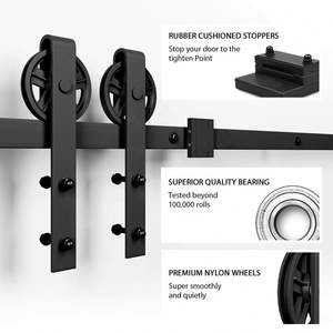 WEKIS Kit de Herrajes Modernos de Acero al Carbono para Puertas Correderas de Gran Tamaño con Ruedas, Sistema de Rieles Fácil de Instalar para Puertas de Granero - Product Image 3