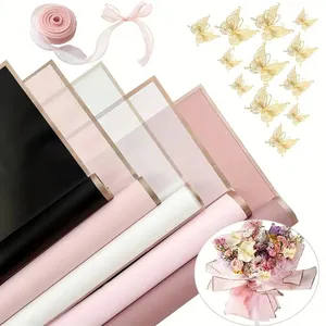25 waterproof colored wrapping paper 12 3D butterfly decorations and 1 ribbon for Mother's Day wedding Birthday florist