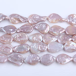 Cuentas de Perlas de Agua Dulce Naturales Blancas de 13-15 mm con Orificio Apilado, Semiterminadas para Collares de Bricolaje, Venta al por Mayor de Joyería - Product Image 2