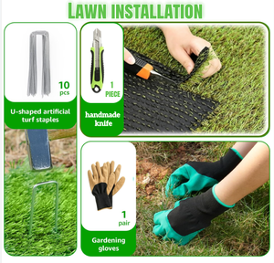 Césped Sintético Realista Verde para Interiores y Exteriores, Césped <span class=keywords><strong>Artificial</strong></span> con Cinta Adhesiva, Solución Integral para Césped, Diseño para Todo Clima con Drenaje - Product Image 6